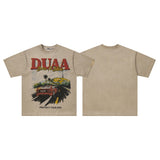 Washed and distressed printed valley vintage cotton t-shirt