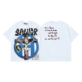 Men's short-sleeve t-shirt - washed print with hotfix rhinestones - 100% cotton - premium quality