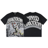 Mixed emotion men's t-shirt - short sleeve, hotfix rhinestone print, 100% cotton