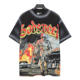 Godspeed men's short-sleeve t-shirt - washed print, hotfix rhinestone detail, streetwear style
