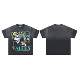 Valley t-shirt men's short-sleeved street printing hot diamond washed cotton