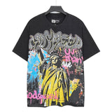 Godspeed men's short-sleeve t-shirt - washed print, hotfix rhinestone detail, streetwear style