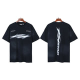 Men's short-sleeve t-shirt - washed print with hotfix rhinestones - 100% cotton - premium quality