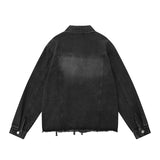 Men Denim Jacket Men's Loose Wash Raw Edge Distressed Denim Clothes Jacket