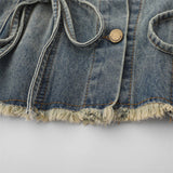 Men Denim Jacket Men's Loose Wash Raw Edge Distressed Denim Clothes Jacket