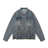 Men Denim Jacket Men's Loose Wash Raw Edge Distressed Denim Clothes Jacket