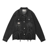 Men Denim Jacket Men's Loose Wash Raw Edge Distressed Denim Clothes Jacket