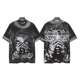 Men's t-shirt short-sleeved washed hot diamond printing g pure cotton hip hop street printing