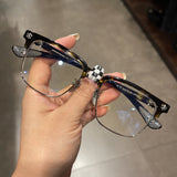 CHH Chrome Hearts Glasses pure titanium semi-square large face men and women retro trendy myopia flat light