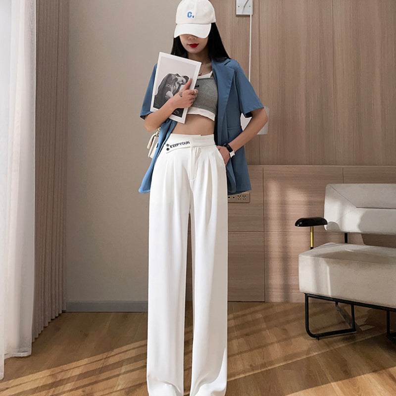 Palazzo Pants Wide Leg Pants Spring and Autumn Loose Black Straight Casual Pants Suit