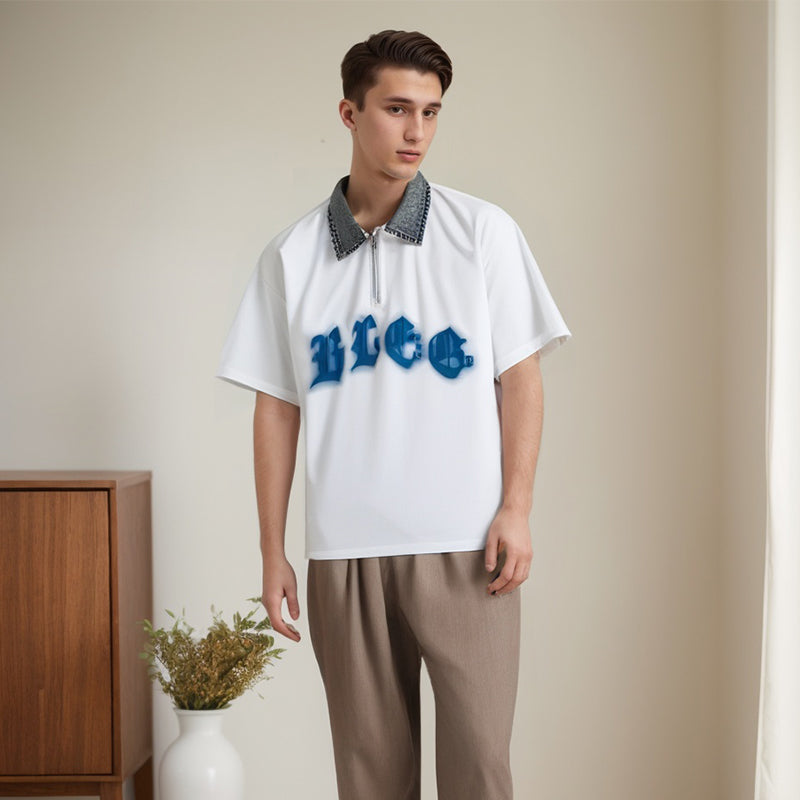Unisex Polo Shirt Print Splicing Short Sleeve