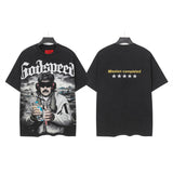 Godspeed men's short-sleeve t-shirt - washed print, hotfix rhinestone detail, streetwear style