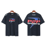 Men's short-sleeve t-shirt - washed print with hotfix rhinestones - 100% cotton - premium quality