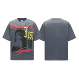 European and american valley washed t-shirt for men - direct print hip hop streetwear - 100% cotton