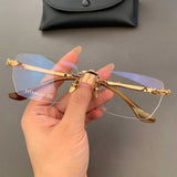 CHH Chrome Hearts Glasses Pure Titanium Frameless Business Square Retro Myopia Glasses Frame