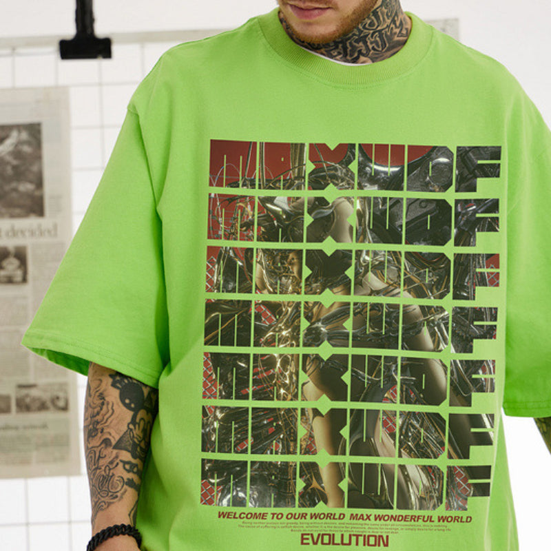 Men T Shirt Printed round Neck Short Sleeve T-shirt Men and Women Loose