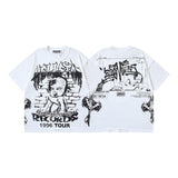 Men's short-sleeve t-shirt - washed print with hotfix rhinestones - 100% cotton - premium quality