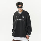 Men Hoodie V-neck Loose Pullover Sweatershirt Word Drawstring Sports Casual Top