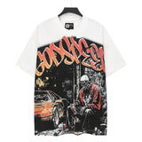Men's youth t-shirt with rhinestone print, 100% cotton, american retro style