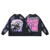 Men's long-sleeve t-shirt - washed cotton print - streetwear