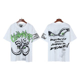 Men's short-sleeve t-shirt - washed print with hotfix rhinestones - 100% cotton - premium quality