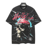 Men's t-shirt short-sleeved washed hot diamond printing g pure cotton hip hop street printing
