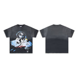 Valley t-shirt men's short-sleeved street printing hot diamond washed cotton