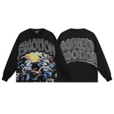 Long-sleeve t-shirt for men - rhinestone print, 100% cotton, hip-hop streetwear