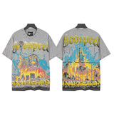 Godspeed t-shirt short-sleeved men's washed cotton printing hot diamond holes street clothing