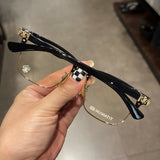 CHH Chrome Hearts Glasses pure titanium semi-square large face men and women retro trendy myopia flat light