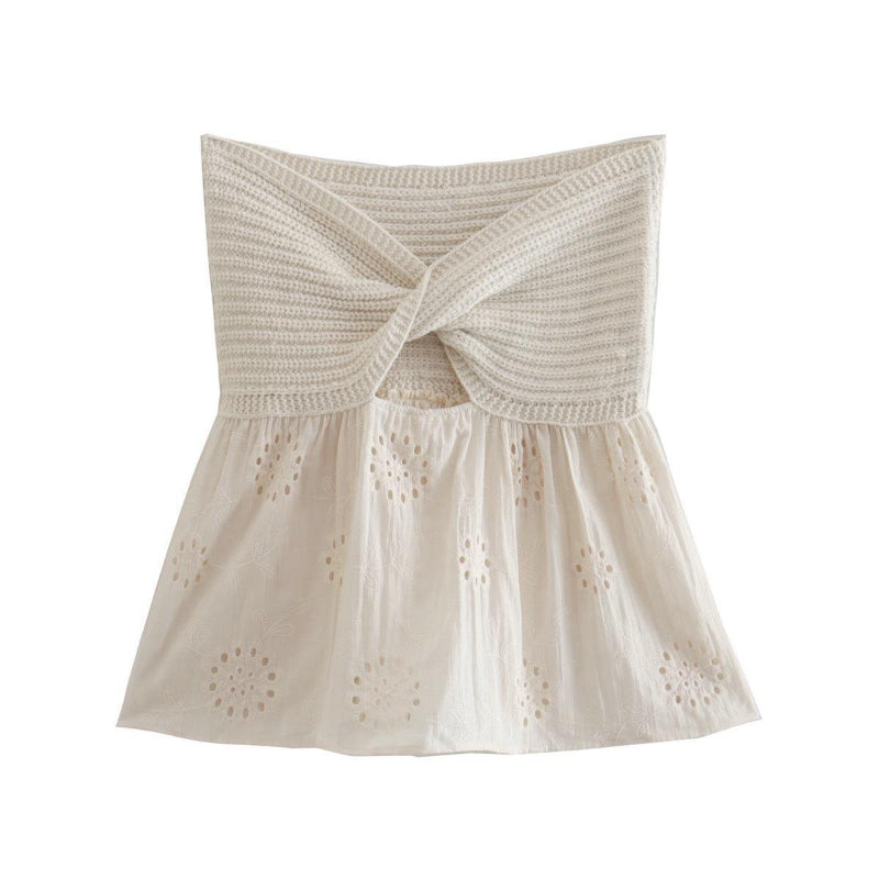 Women T-Shirt Summer Patchwork Knitting Women's Top Sleeveless