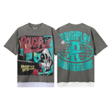 Rough play direct injection hip hop printing hot diamond washed pure cotton t-shirt g