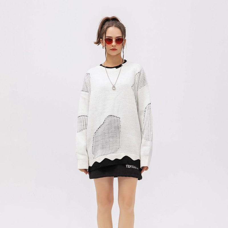 Unisex Sweatshirt Autumn Water Washed Hole Sweater