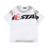 Men's short-sleeve t-shirt - washed print with hotfix rhinestones - 100% cotton - premium quality