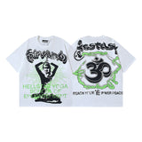 Men's short-sleeve t-shirt - washed print with hotfix rhinestones - 100% cotton - premium quality
