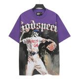 Men's youth t-shirt with rhinestone print, 100% cotton, american retro style