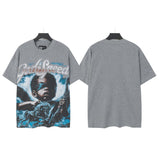 Godspeed t-shirt short-sleeved men's washed cotton printing hot diamond holes street clothing