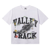 Short-sleeve t-shirt, men's, garment-washed print, 100% cotton, streetwear