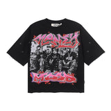 Bkys hotfix rhinestone cotton t-shirt with hip-hop print