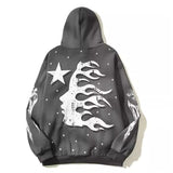 HS Hoodie Loose Retro Distressed Words