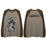 Men Long Sleeve Shirt Long Sleeve T-shirt Men's and Women's Loose Retro Top Sweater Couple Wear