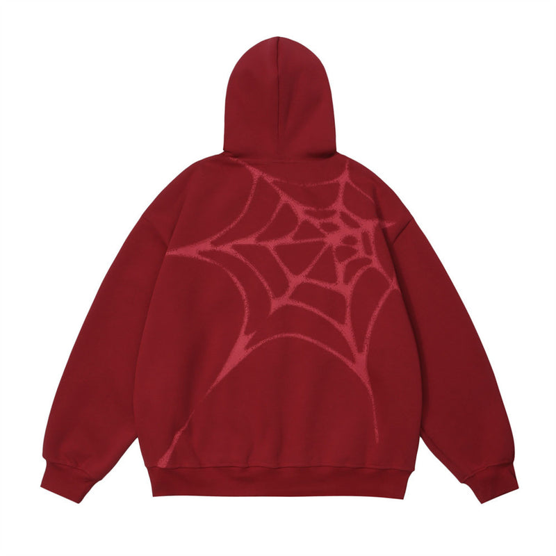 Men Hoodie Spider Web Printed Sweater Men's Loose Pullover Hoodie Autumn and Winter