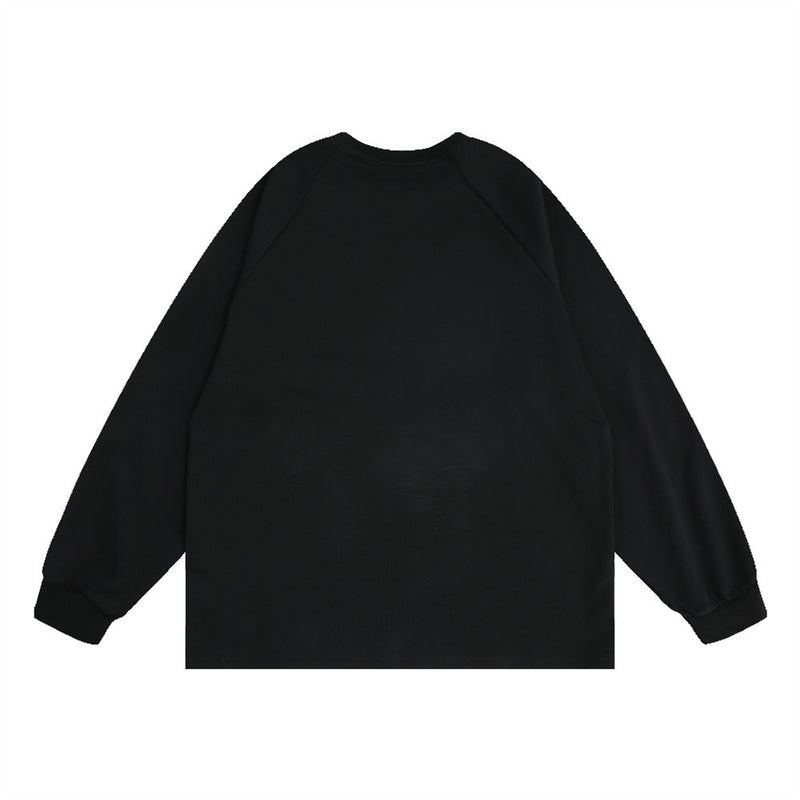 Men Hoodie English Printed Crew Neck Sweatshirt Loose Side Stripe Contrast Color Long Sleeves