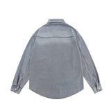 Men Long Sleeve T Shirt Washed and Worn Denim Shirt Jacket Spring and Autumn Men's Embroidery Loose Long Sleeve Shirt