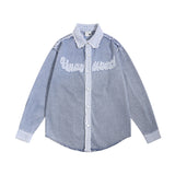 Men Long Sleeved T Shirt Stitching Denim Long Sleeve Shirt Men's Washed Denim Lapel Shirt Coat