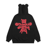 Men Fleece Lined Hoodie Letter Hooded Cardigan Sweater Men's Autumn and Winter Baggy Coat