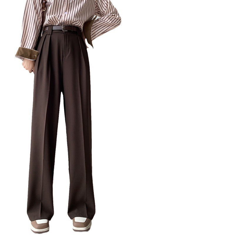 Palazzo Pants Straight Casual Suit Pants Women's Solid Color High Waist Wide Leg Pants Long