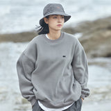 Men Fleece Lined Hoodie Crew Neck Sweater Men's Loose Winter Casual Pullover Long Sleeve Sports Top