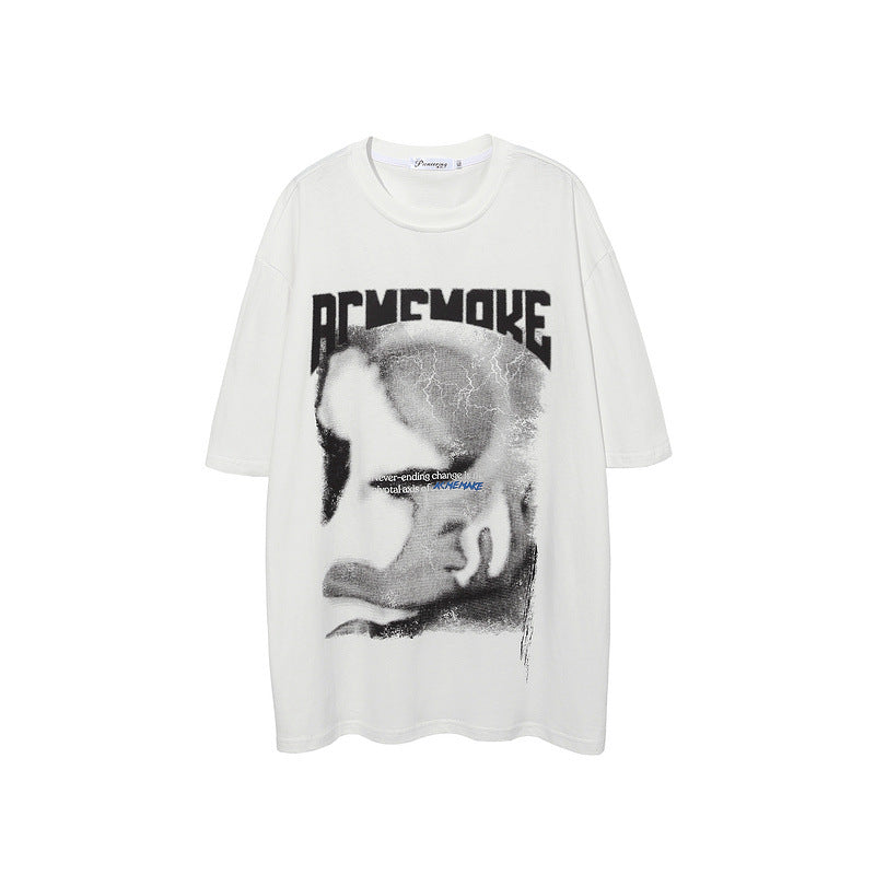 Men T Shirt Loose Half Sleeve T-shirt Men's Printed Short Sleeve