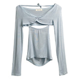 Women Long Sleeve Shirt Long Sleeve Shawl Halter U-Neck Vest Camisole Women